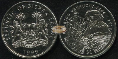 Сьерра Леоне. 1 доллар. 1999 (Unc)