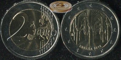 Испания. 2 евро. 2010 (Unc. Биметалл)
