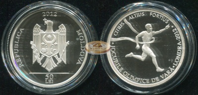 Молдова. 50 леев. 2012 (Proof. Серебро. Этуи. Сертификат)