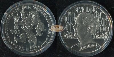 Нидерланды. 25 экю. 1995 (Proof. Серебро)