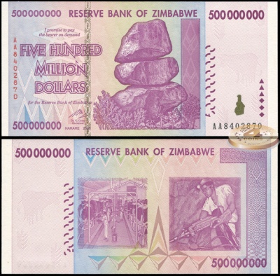Зимбабве. 500.000.000 долларов (Unc) 2008