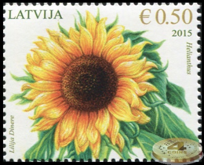 Латвия. 2014. Подсолнух (Почтовая марка. MNH OG)