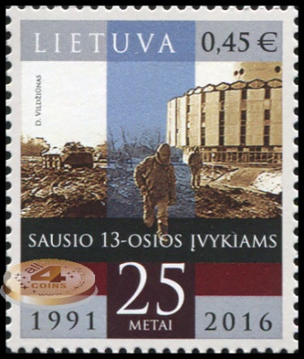 Литва. 2016. 25-я годовщина событий 13 января (Почтовая марка. MNH OG)