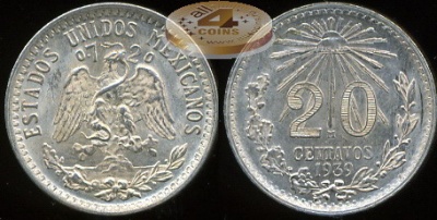 Мексика. 20 центаво. 1939 (XF. Серебро)