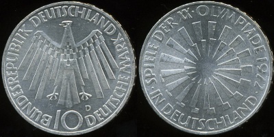 Германия (ФРГ). 10 марок. (Серебро)