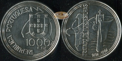 Португалия. 1000 эскудо. 1994 (Unc. Серебро)