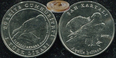 Турция. 1 лира. 2009 (Unc)
