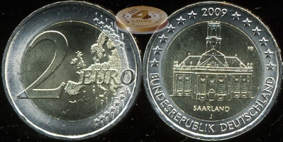 Германия. 2 евро. 2008.J (Unc. Биметалл)