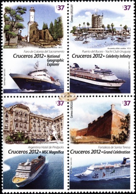 Уругвай. 2012. Круизные лайнеры 2012 (Квартблок. MNH OG)