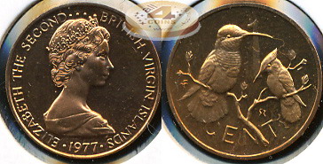 Британские Виргинские о-ва. 1 цент. 1977 (Prooflike)