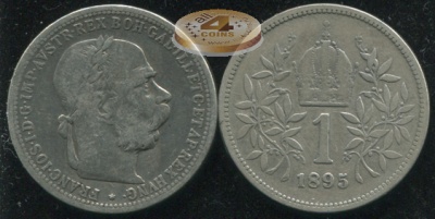 Австро-Венгрия [Австрия]. 1 крона. 1895 (VF-. Серебро)