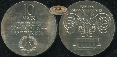 Германия [ГДР]. 10 марок. 1982.A (Unc. Серебро)