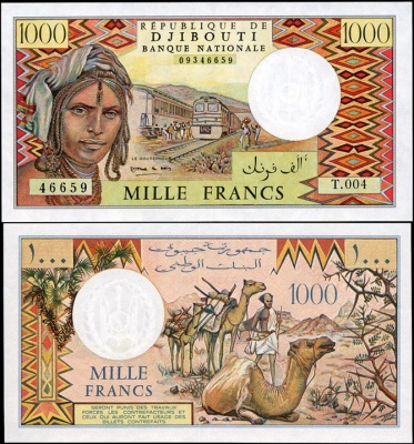 Джибути. 1000 франков (Unc) 1991