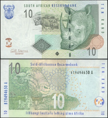 ЮАР Банкнота 10 рандов ND (2009) Unc Бумага Кат# P.128b