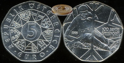 Австрия. 5 евро. 2005 (Unc. Серебро)