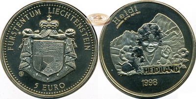 Лихтенштейн. 5 евро. 1998 (Unc)
