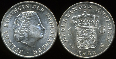 Нидерландские антиллы. 1 гульден. 1952 (Unc) Серебро