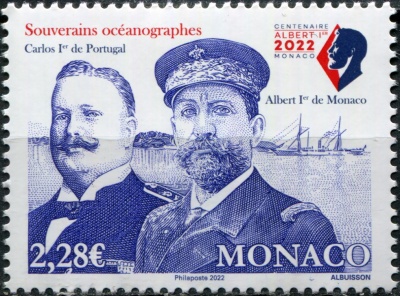 Монако. 2022. Принц Альберт и король Португалии Карлос I (Почтовая марка. MNH OG)