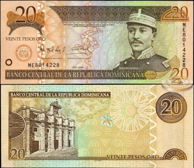 Доминиканская республика. 20 песо (Unc) 2004