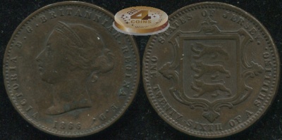 Джерси. 1/26 шиллинга. 1866 (XF)