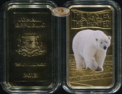 Сомали. 25 шиллингов. 2013 (Proof. Позолота. Эмаль)