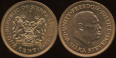 Сьерра Леоне. 1 цент. 1980 (Unc)