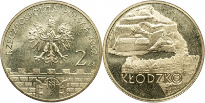 Польша. Монета 2 злотых. 2007 (KM#Y.624. Unc) Клодзко