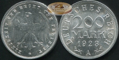Германия (Веймарская республика). 200 марок. 1923.A (Unc)