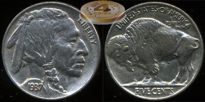 США. 5 центов. 1937 (aUnc+)