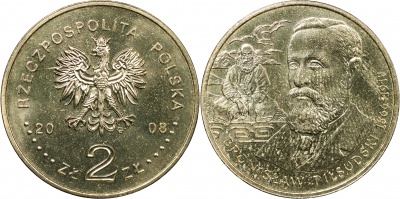 Польша. Монета 2 злотых. 2008 (KM#Y.648. Unc) Польский путешественник Бронислав Пилсудский