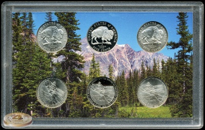 США. 5 центов. Набор из серии "Путешествие на Запад", 2005