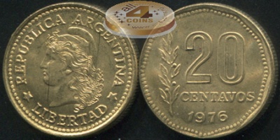 Аргентина. 20 центаво. 1976 (Unc)