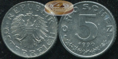 Австрия. 5 грошенов. 1990 (Unc)
