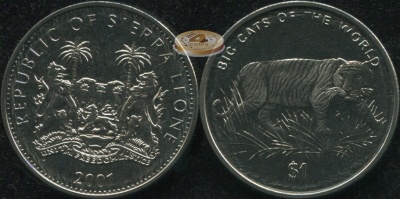 Сьерра Леоне. 1 доллар. 2001 (Unc)
