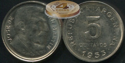 Аргентина. 5 центаво. 1953 (Unc)