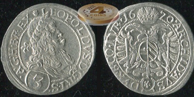 Австрия. 3 крейцера (Грошен). 1670 (XF++. Серебро)