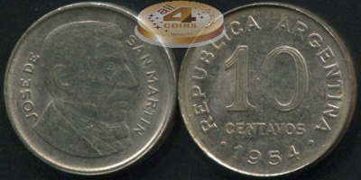 Аргентина. 10 центаво. 1954 (VF)