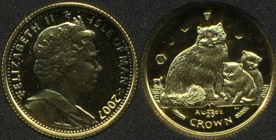 Остров Мэн. 1/25 кроны 2007 (Proof. Золото)