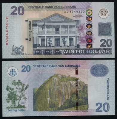 Суринам. 20 долларов (Unc) 2010