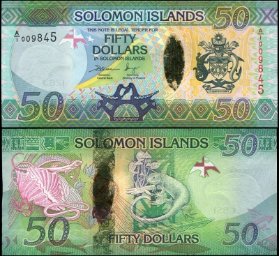 Соломоновы о-ва Банкнота 50 долларов ND (2013) Unc Hybrid Кат# P.35a