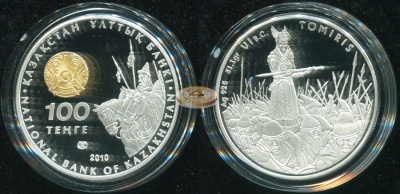Казахстан. 100 тенге. 2010 (Proof. Серебро, Позолота)