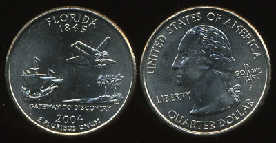 США. Квотер (25 центов). 2004.P (Unc) Флорида