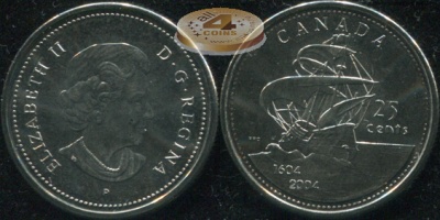 Канада. 25 центов. 2004 (Unc)