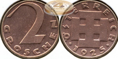 Австрия. 2 грошена. 1925 (Unc)