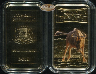 Сомали. 25 шиллингов. 2013 (Proof. Позолота. Эмаль)