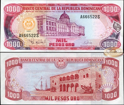 Доминиканская республика. 1000 песо (Unc) 1997