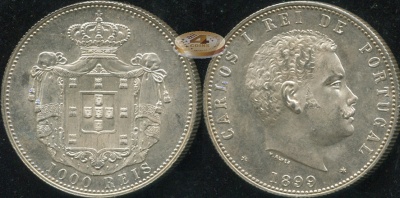 Португалия. 1000 рейс. 1899 (aUnc. Серебро)