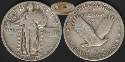 США. 25 центов. 1928 (XF45. Серебро)