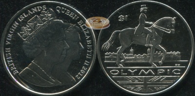 Британские Виргинские о-ва. Монета 1 доллар. 2012 (KM#421. Unc) Олимпиада. Выездка