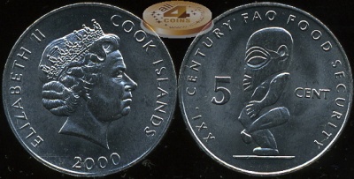 О-ва Кука. 5 центов. 2000 (Unc)